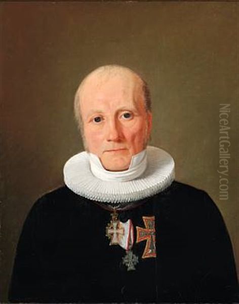 Portrait Of Chaplain-in-ordinary, Bishop J. P. Mynster Oil Painting by Constantin (Carl Christian Constantin) Hansen