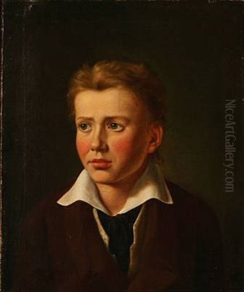 Portrait Of Ludvig August Laessoe, Later Councelor And Manager Of Rosenborg Castle Museum Oil Painting by Constantin (Carl Christian Constantin) Hansen