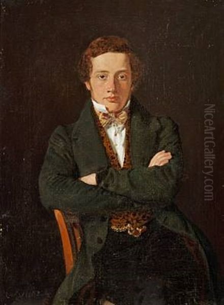 Portraet Af (senere Professor) Martin Hammerich, Siddende Med Korslagte Arme Oil Painting by Constantin (Carl Christian Constantin) Hansen