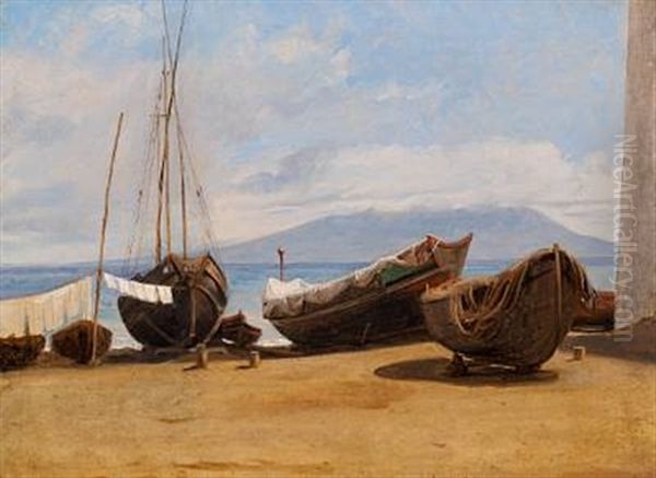 The Gulf At Castelamare Oil Painting by Constantin (Carl Christian Constantin) Hansen