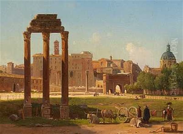 Udsigt Over Forum Romanum I Rom Oil Painting by Constantin (Carl Christian Constantin) Hansen