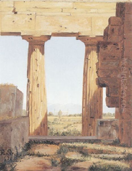 To Sojler Fra Neptuntemplet I Paestum Oil Painting by Constantin (Carl Christian Constantin) Hansen