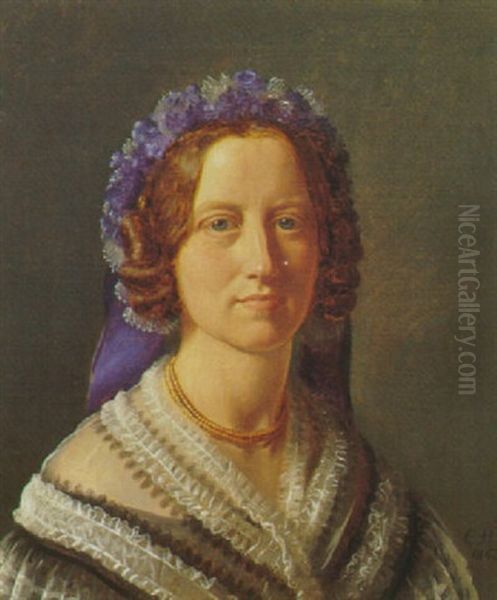 Portraet Af Elenore Dahl F. Andersen, Ostergaard Og Moesgaard Oil Painting by Constantin (Carl Christian Constantin) Hansen