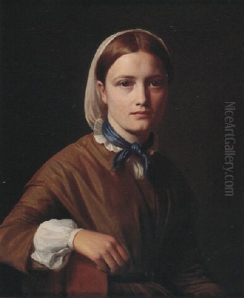 Portrait Of Christiane Kobke Oil Painting by Constantin (Carl Christian Constantin) Hansen