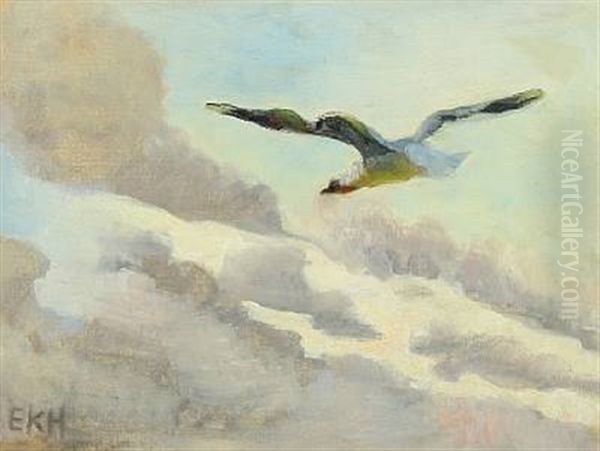 Flying Bird Oil Painting by Elise Konstantin Hansen