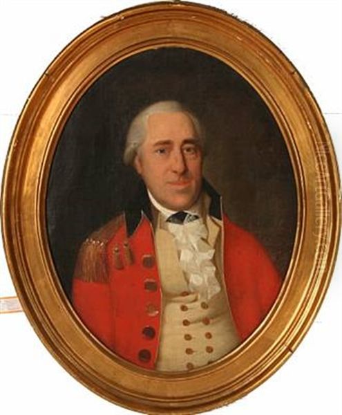 Portrait Of Major Rosenorn In Red Uniform Jacket And White Vest Oil Painting by Hans Hansen