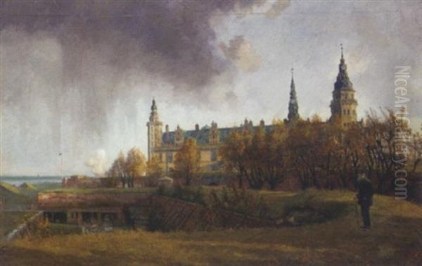 Kronborg Castle Oil Painting by Hans Nikolaj Hansen