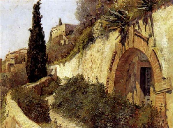 Parti Fra Egnen Ved Ravello Oil Painting by Hans Nikolaj Hansen