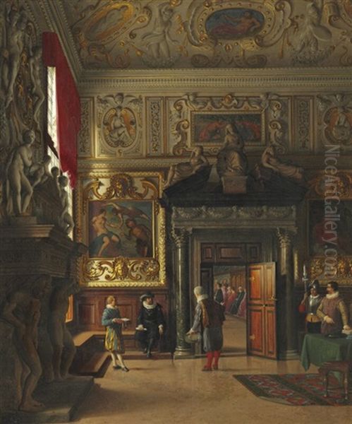 Interior From The Doge Palace Oil Painting by Heinrich Hansen