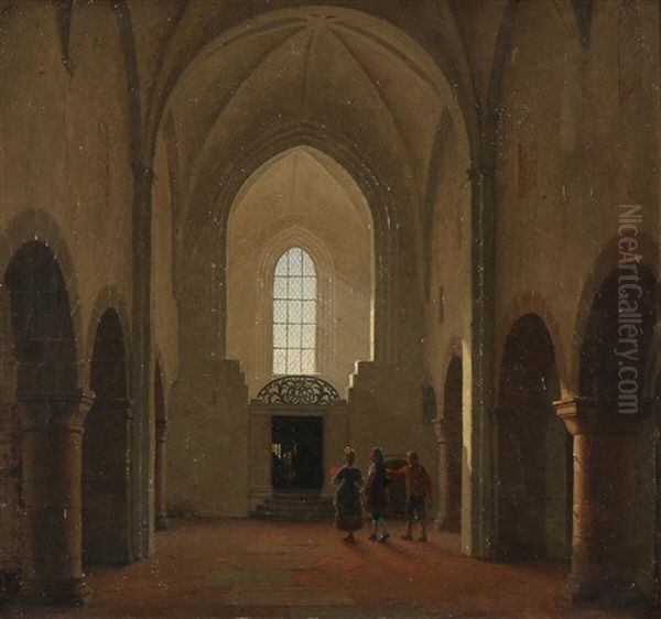 Interior From Vestervig Church Oil Painting by Heinrich Hansen