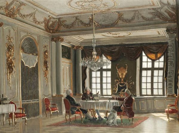 In Christian Vii's Banqueting Hall, Amalienborg Palace Oil Painting by Heinrich Hansen