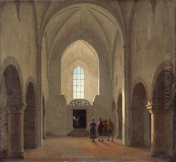 Interieur Der Vestervig Kirche Auf Der Danischen Insel Thy Oil Painting by Heinrich Hansen