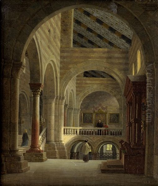 Interieur Des Domes Santa Maria Assunta In Pisa Oil Painting by Heinrich Hansen