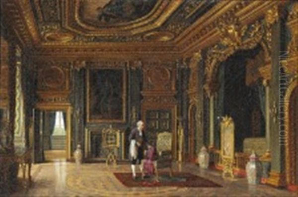 Gustav Iii's Bedchamber In Drottningholm Outside Stockholm Oil Painting by Heinrich Hansen