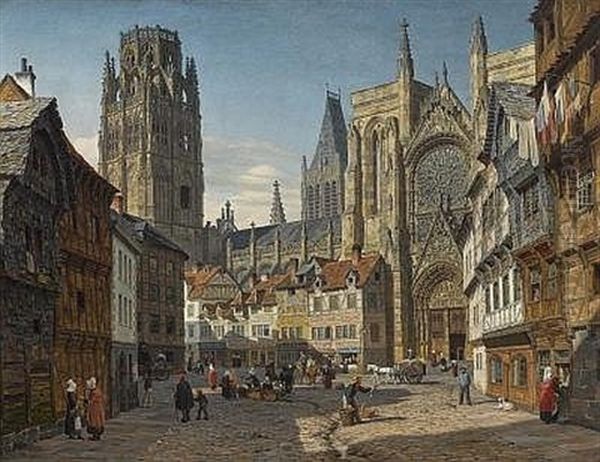 Kathedrale Von Rouen Oil Painting by Heinrich Hansen