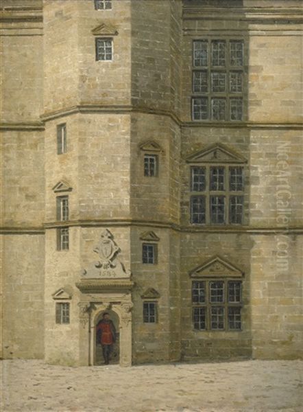 Blick In Den Innenhof Von Schloss Kronborg Oil Painting by Heinrich Hansen