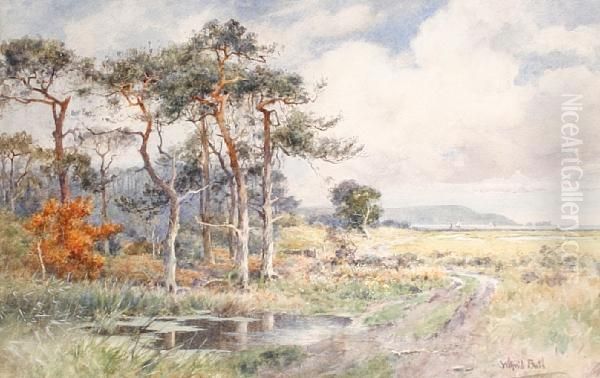 A Landscape With A View Of The Seabeyond Oil Painting by Wilfred Williams Ball