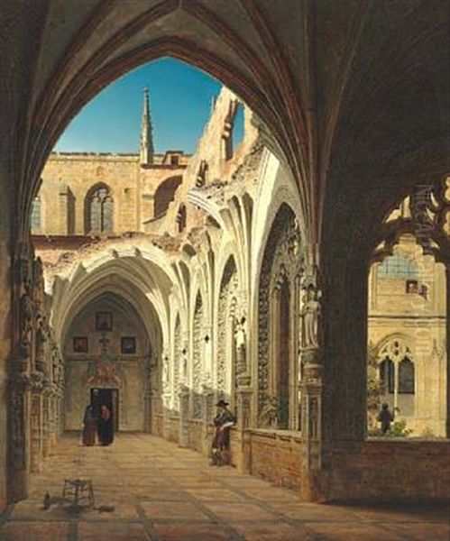 From The Cloister Saint Juan De Los Reyes In Toledo Oil Painting by Heinrich Hansen