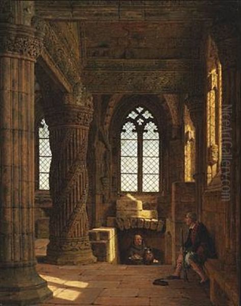 I Roslyn-chapel Ved Edinburg Oil Painting by Heinrich Hansen