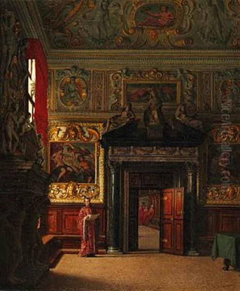 View Of The Sala Dell'anticollegio (waiting Room) In The Palace Of The Doges, Venice Oil Painting by Heinrich Hansen