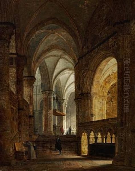 Parti Ved Den Sorte Prindses Monument I Cathedralen I Canterbury Oil Painting by Heinrich Hansen