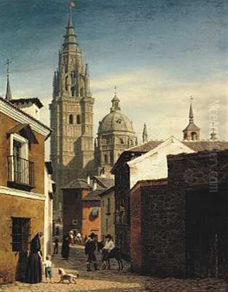 Parti Ved Domkirken I Toledo Oil Painting by Heinrich Hansen