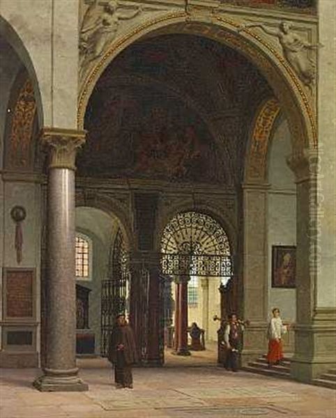 Interior Fra Santa Maria Della Gracia I Milano Oil Painting by Heinrich Hansen