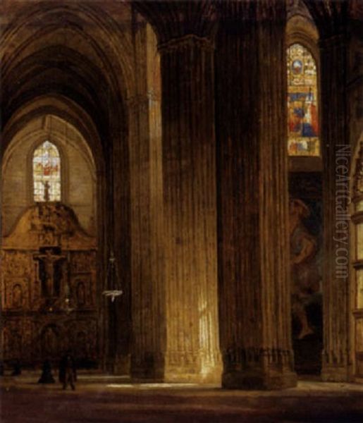 Interior Fra Domkirken I Sevilla Oil Painting by Heinrich Hansen