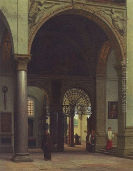 Kirkeinterior Fra Santa Maria Della Gracia I Milano Oil Painting by Heinrich Hansen