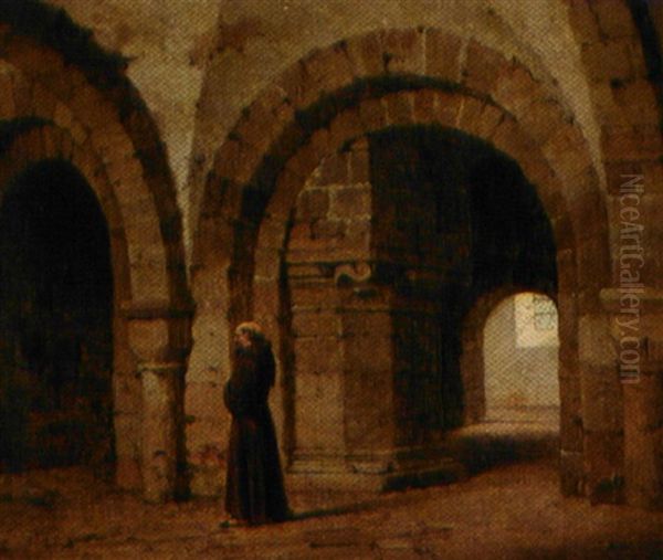 En Munk I Krypten I Canterbury Cathedral Oil Painting by Heinrich Hansen