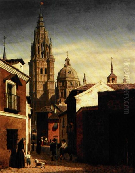 Parti Ved Domkirken I Toledo Oil Painting by Heinrich Hansen