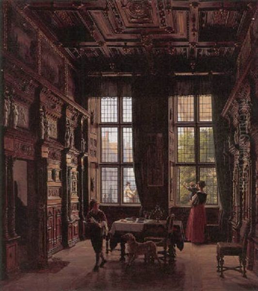 Interior Fra Et Renaessancehus Oil Painting by Heinrich Hansen