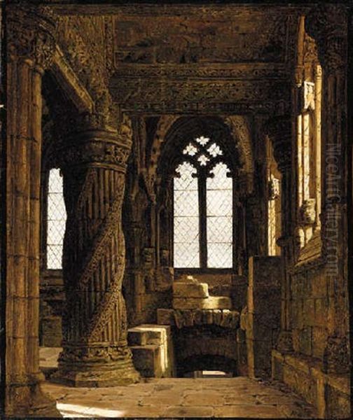 Roslin Chapel, Scotland Oil Painting by Heinrich Hansen