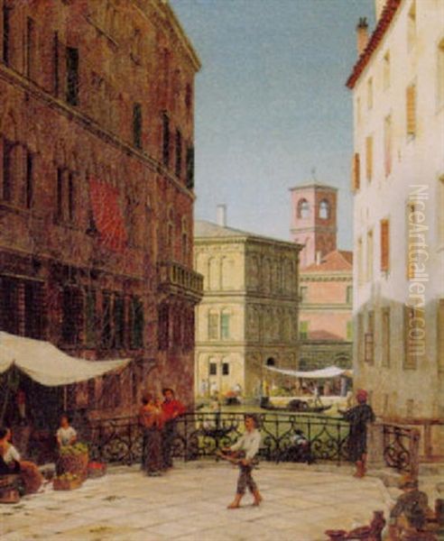 Udsigt Til Canal Grande I Venedig Oil Painting by Heinrich Hansen