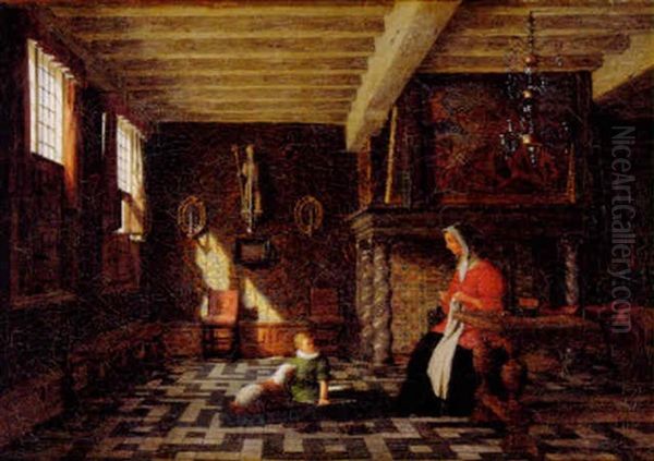 Interior Fra Bryggernes Laugshus I Antwerpen Oil Painting by Heinrich Hansen