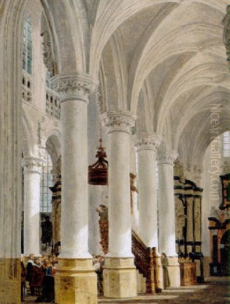 Interior Fra Kirken St. Sablon, Bruxelles Oil Painting by Heinrich Hansen