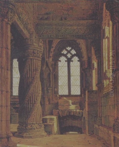 Roslin Chapel Oil Painting by Heinrich Hansen