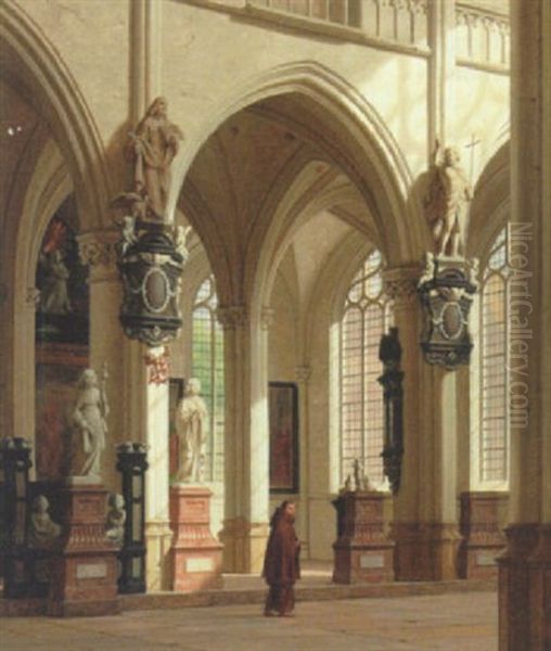 Interior Fra En Katolsk Kirke Oil Painting by Heinrich Hansen