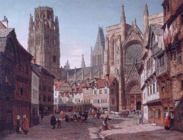 Parti Fra Rouen Med Katedralen Oil Painting by Heinrich Hansen