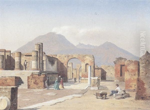 Udgravningerne I Pompeji Oil Painting by Heinrich Hansen