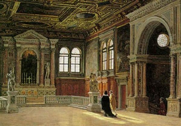 Interior Fra Scuola Sct. Rocco I Venedig Oil Painting by Heinrich Hansen