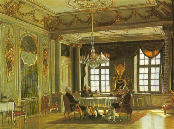 In Christian Vii's Banqueting Hall, Amalienborg Palace Oil Painting by Heinrich Hansen