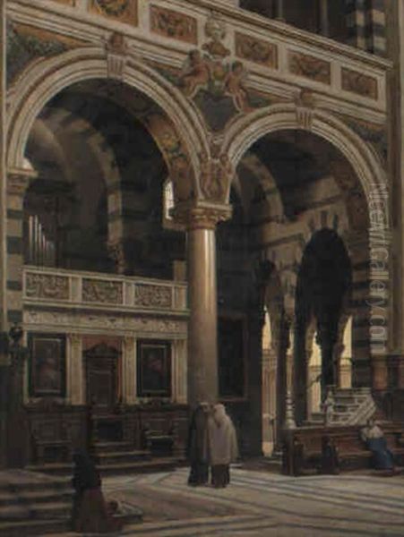 The Interior Of The Duomo, Pisa Oil Painting by Heinrich Hansen