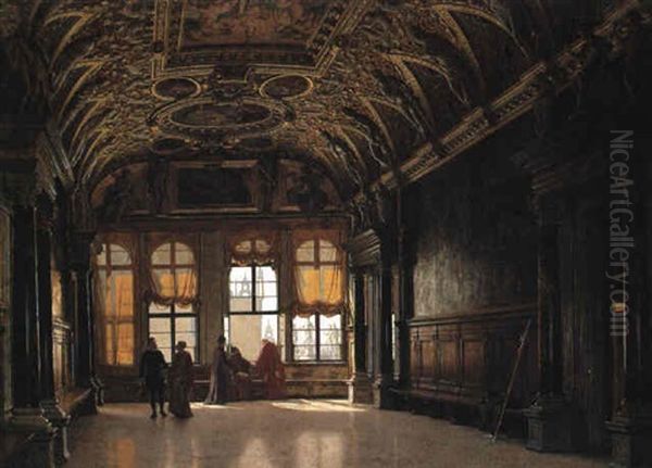 Sala Delle Quattro Porte, Palazzo Ducale, Venezie Oil Painting by Heinrich Hansen