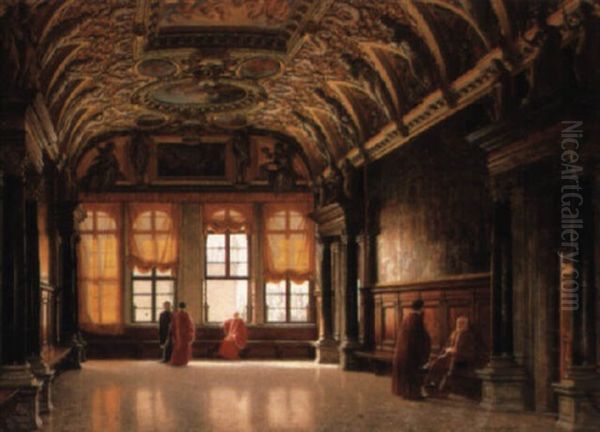 The Sala Delle Quattro Porte, The Doge's Palace Oil Painting by Heinrich Hansen