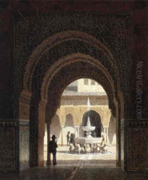 Fra L+veg+rden I Alhambra Oil Painting by Heinrich Hansen