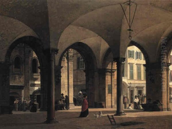 Market Loggia In Northern Italian Town by Heinrich Hansen