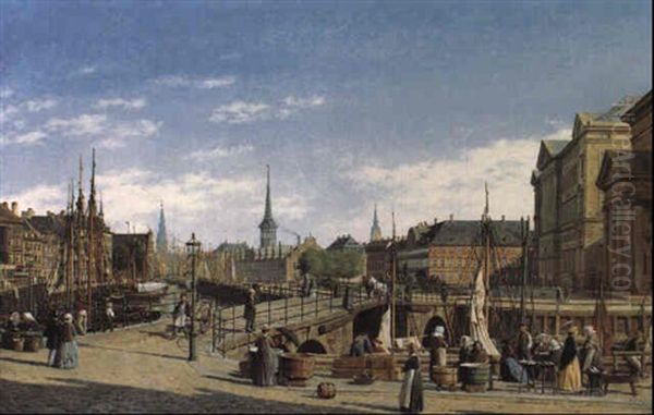 Fra H+jbro Plads Oil Painting by Heinrich Hansen