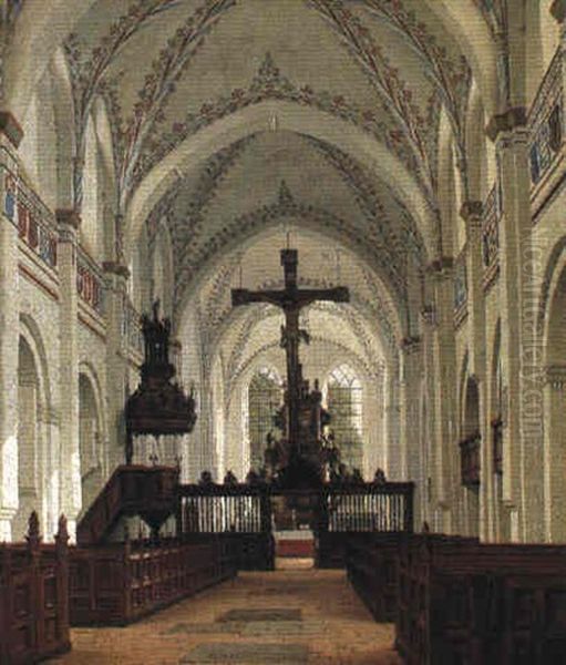 Interior Fra Soro Kirke Oil Painting by Heinrich Hansen