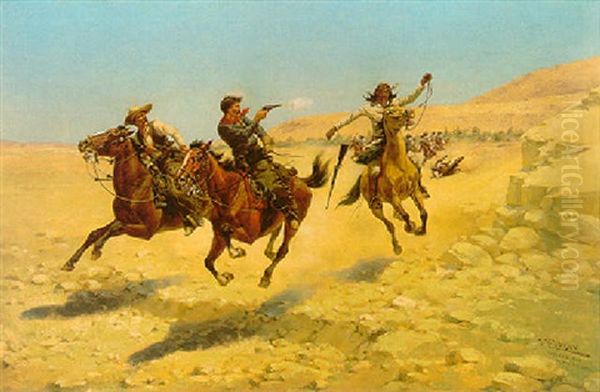 The Chase Oil Painting by Herman Wendelborg Hansen